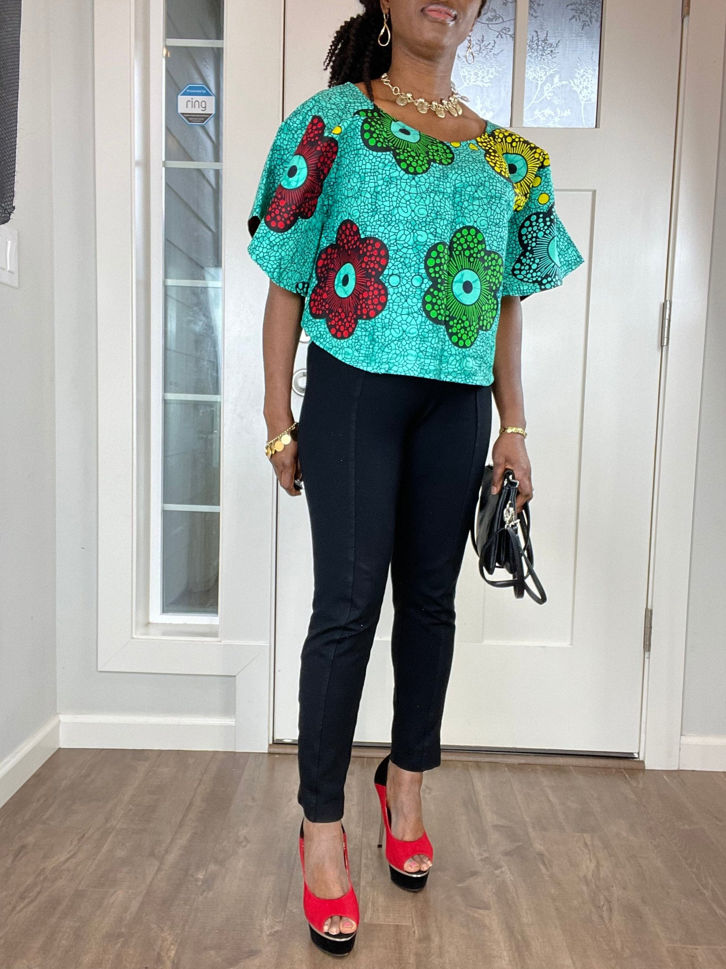 African clothing for women/ African high low crop top/ African cape top/plus size crop top/High low shawl/ Full flare blouse