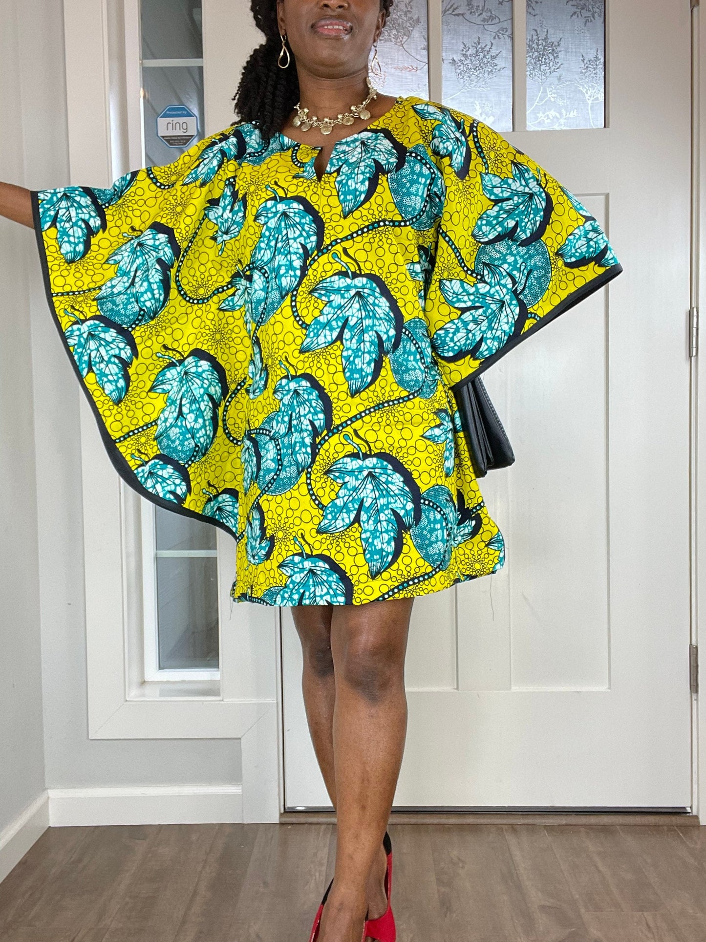 African Dress/Plus Size Dress/Dress/African Clothing/Ankara Dress/African Print Dress/Short Dress/Midi Dress/Kaftan/Green Dress/