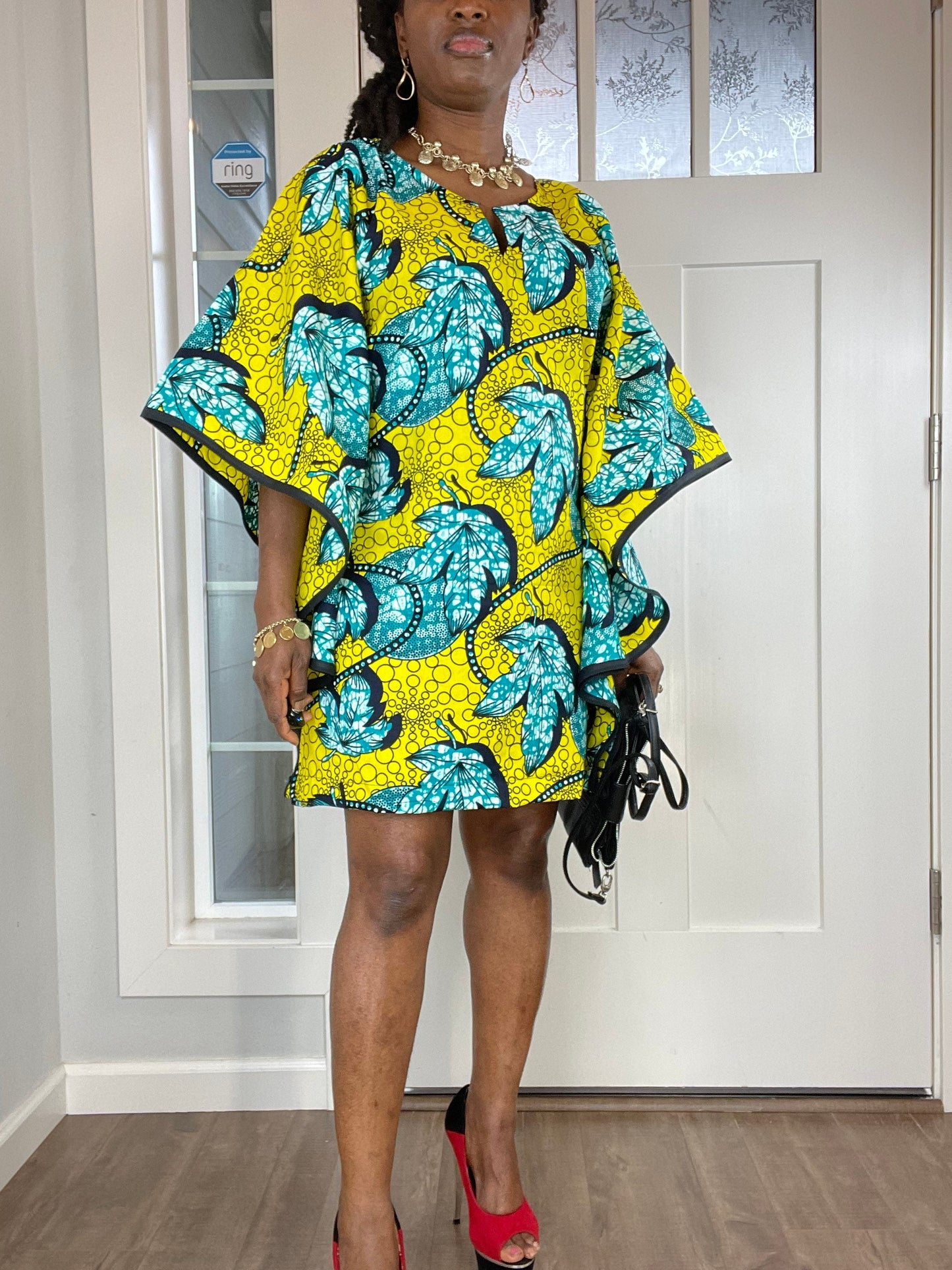 African Dress/Plus Size Dress/Dress/African Clothing/Ankara Dress/African Print Dress/Short Dress/Midi Dress/Kaftan/Green Dress/