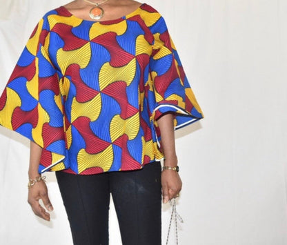 African Clothings For Women/African Blouse/Ankara Blouse/African Print Top/African Fashion/Ankara/ Printed Blouse/Short Sleeves Blouse/Blous
