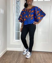 African Blouse/African Print Top/Summer Top/Plus Size Dress/Ankara Blouse/Blouse/Blue Top/African Fabric /African Clothing/African Kaftan