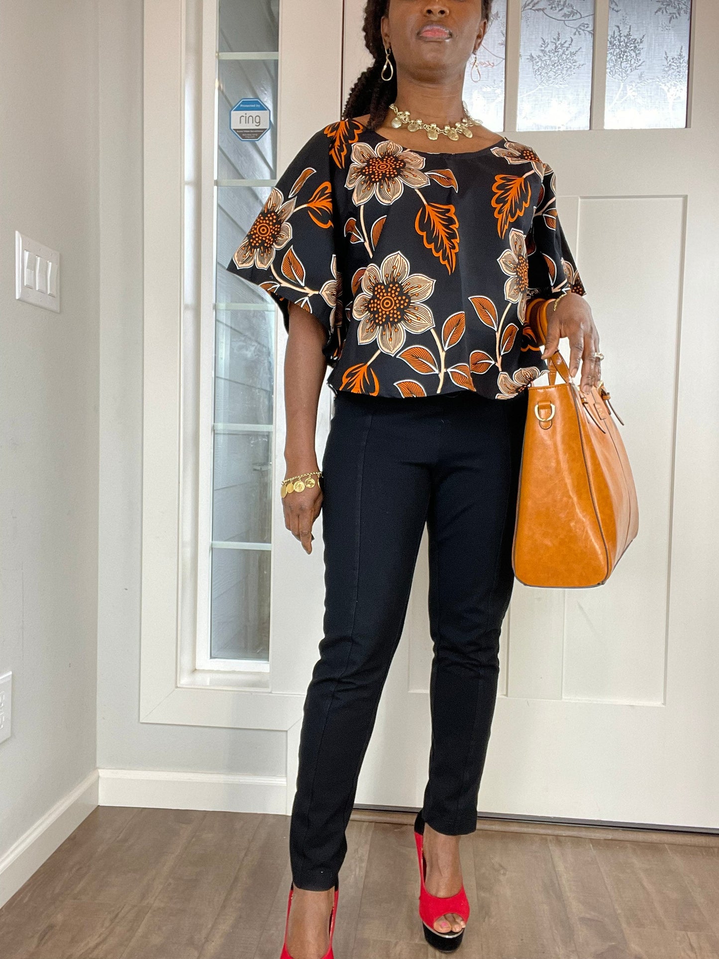 African clothing/ African Print Top/African cape Blouse/VA115