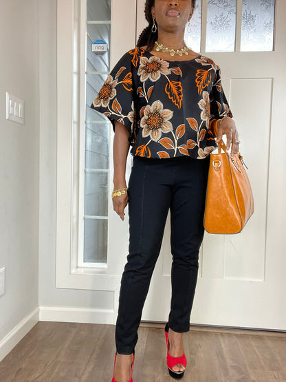 African clothing/ African Print Top/African cape Blouse/VA115