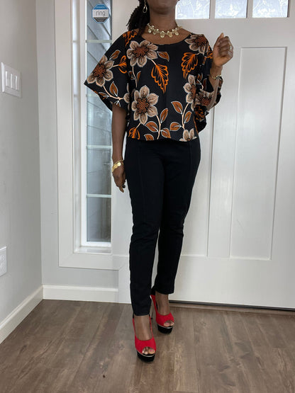 African clothing/ African Print Top/African cape Blouse/VA115