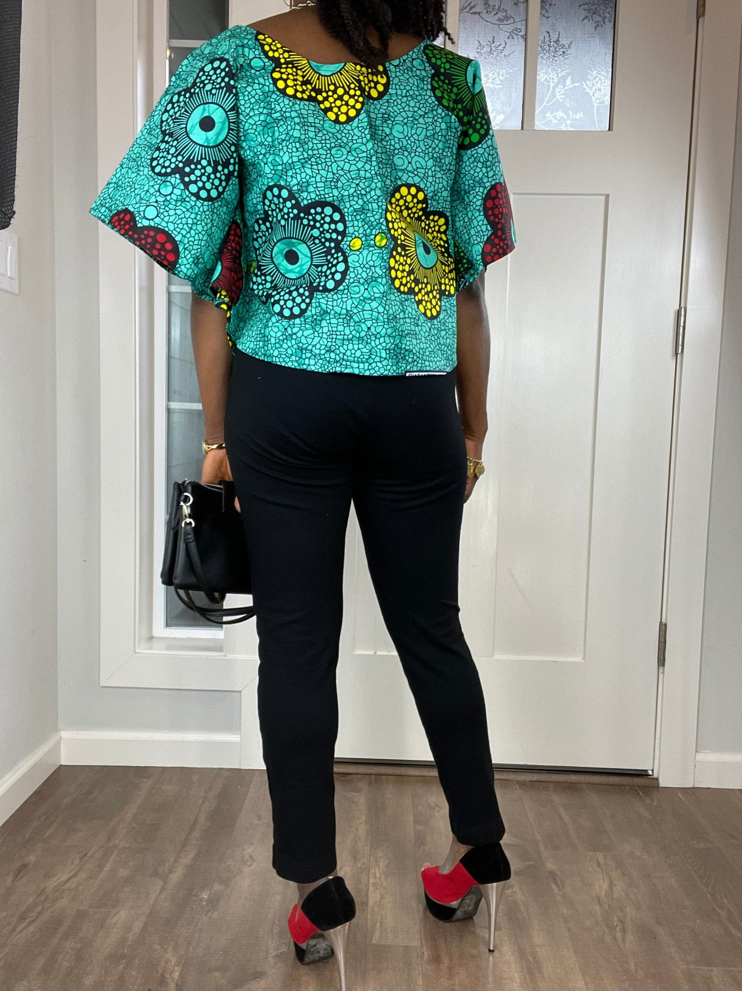 African clothing for women/ African high low crop top/ African cape top/plus size crop top/High low shawl/ Full flare blouse