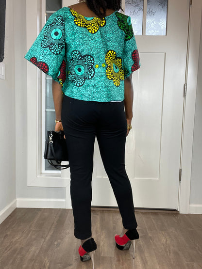African clothing for women/ African high low crop top/ African cape top/plus size crop top/High low shawl/ Full flare blouse