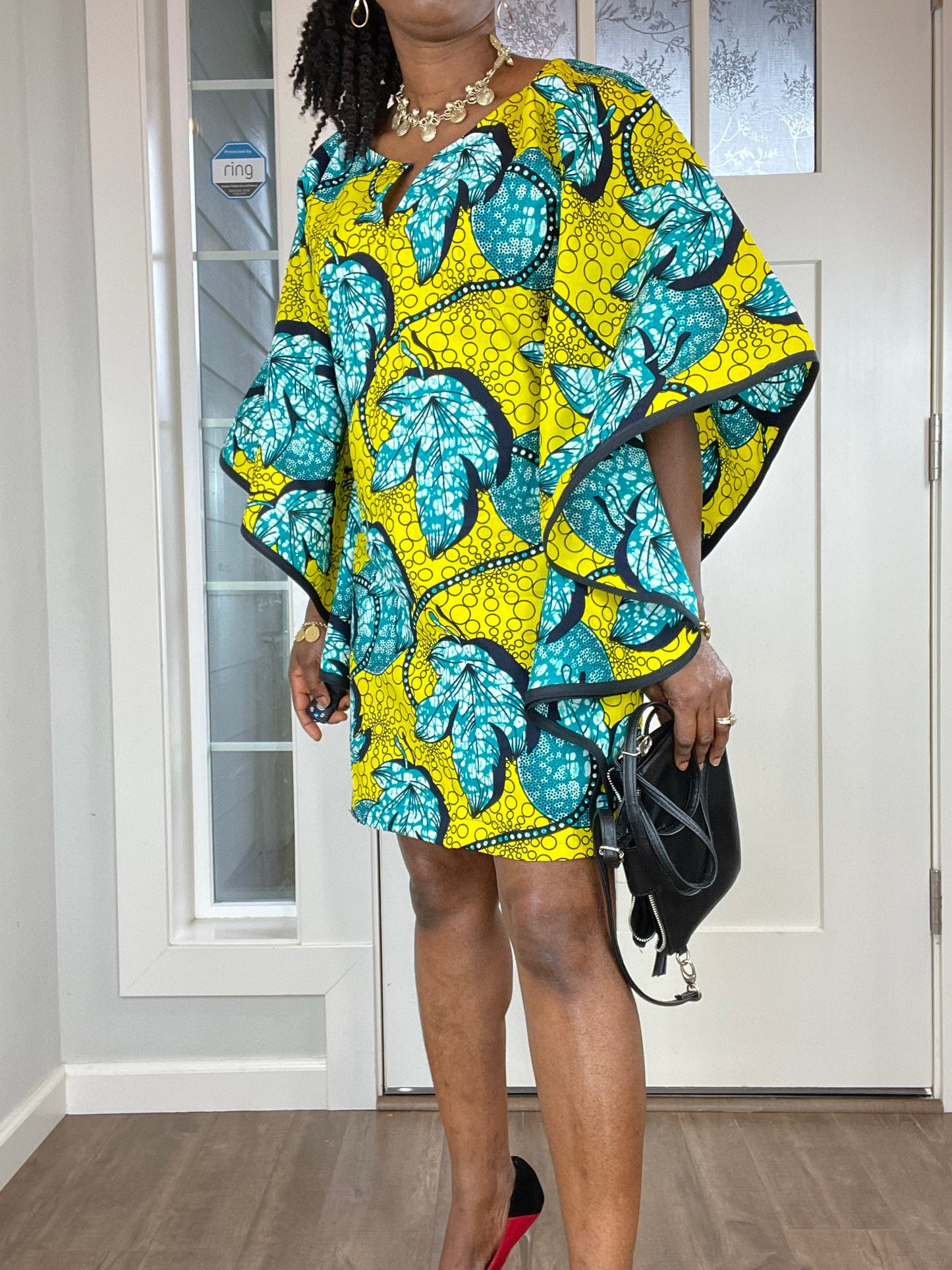 African Dress/Plus Size Dress/Dress/African Clothing/Ankara Dress/African Print Dress/Short Dress/Midi Dress/Kaftan/Green Dress/