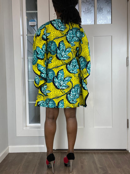 African Dress/Plus Size Dress/Dress/African Clothing/Ankara Dress/African Print Dress/Short Dress/Midi Dress/Kaftan/Green Dress/