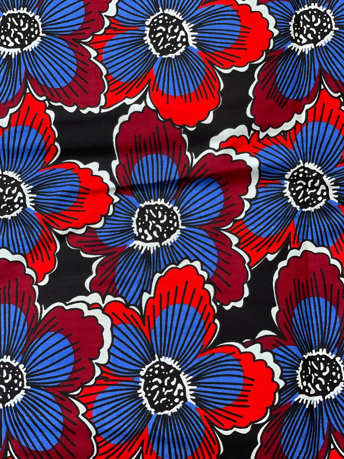 African Fabric/African Print/Ankara- Red and Blue Floral Fabric /Gift For Her/Fabric/Cotton Fabric/Block Printed Fabric /African Dress/MK34D