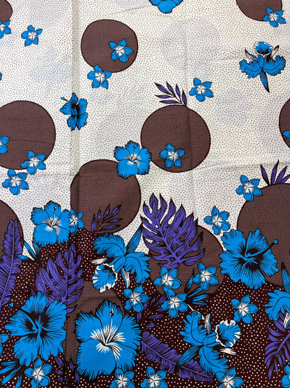 African Fabric/African Print/Ankara-Turquoise and Purple Floral Design/MK129/African Art/Fabric/Block Printed Fabric