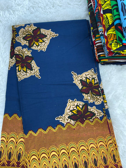 African Fabric/African prints/ Ankara fabric/ African wax/Hollandais/ African fabric per yard/ Black and blue African fabric/