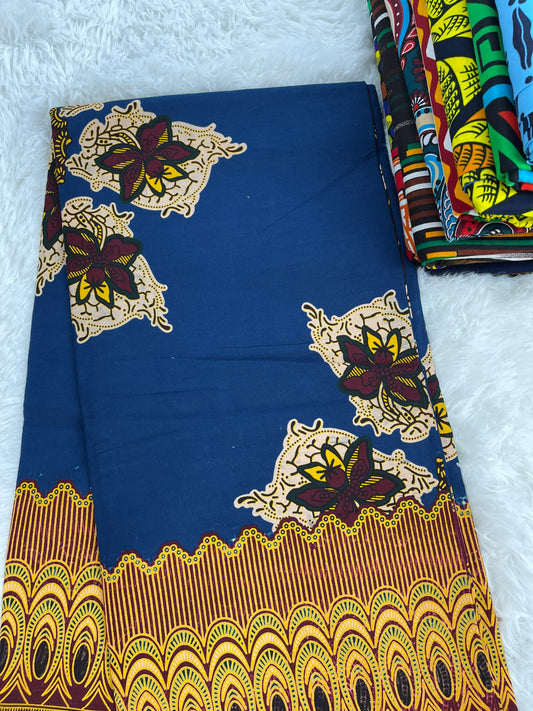African Fabric/African prints/ Ankara fabric/ African wax/Hollandais/ African fabric per yard/ Black and blue African fabric/