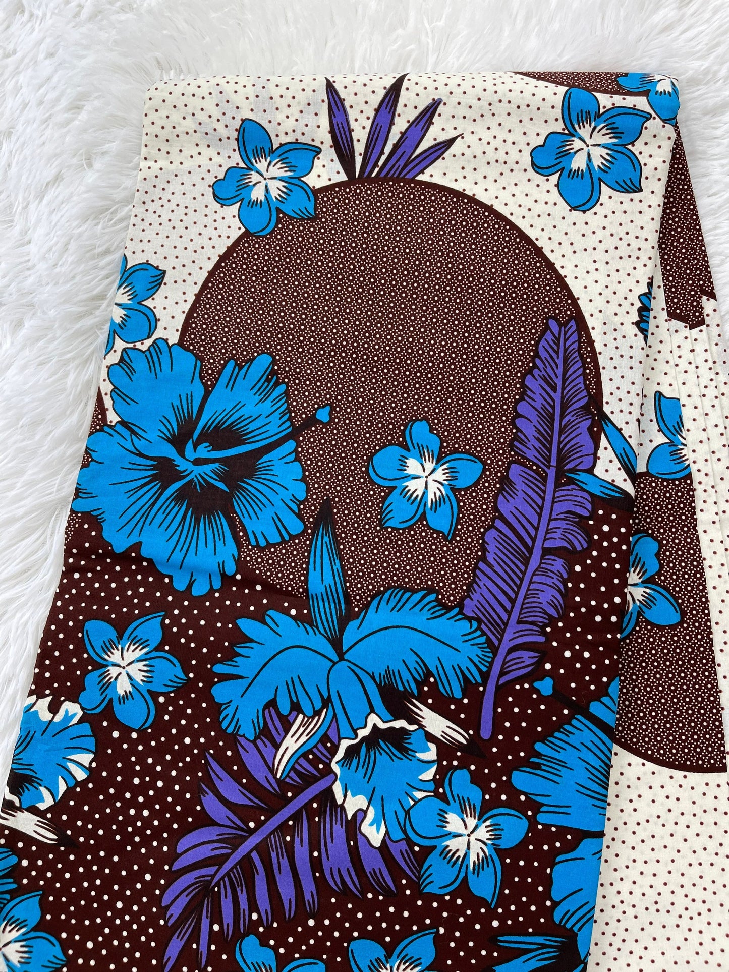 African Fabric/African Print/Ankara-Turquoise and Purple Floral Design/MK129/African Art/Fabric/Block Printed Fabric
