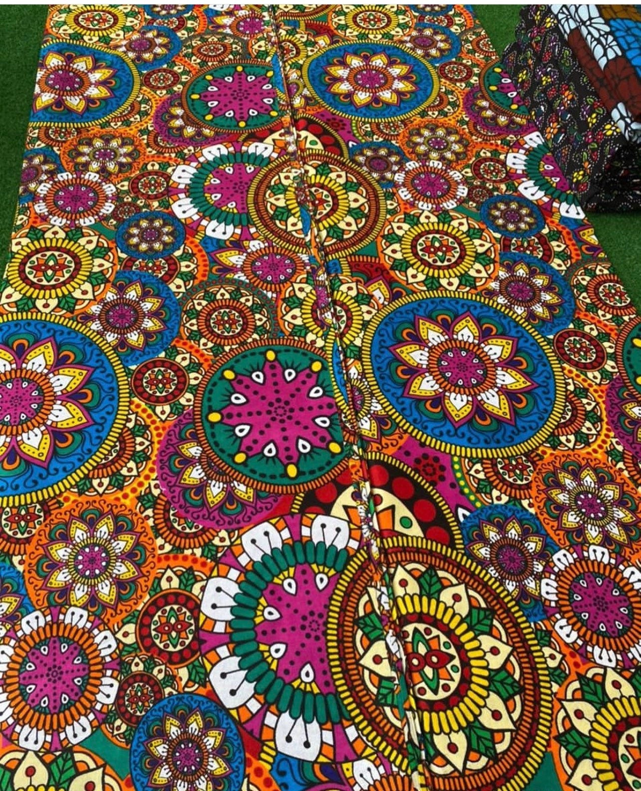 African Fabric/African prints/ Ankara fabric/ African wax/Hollandais/ orange and green African fabric/MK438