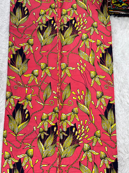 African Fabric/African prints/ Ankara -Pink Floral Design/Ankara Fabric/Danshiki Fabric/African Dress/Dk36