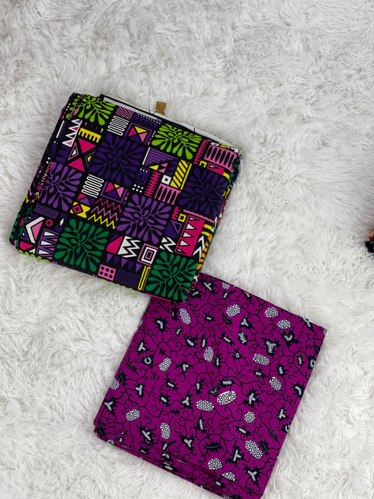 Purple Mix and matched African Fabric/African prints/ Ankara fabric/ African fabric by the yard/ Wax prints/ African fabric for appare/MK432