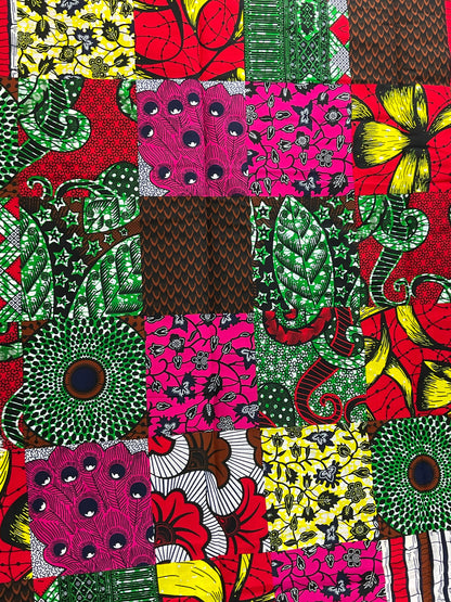 African Fabric/ African Print Fabric/African Wax Fabric/Ankara-Patched work Design/Gift For Her/Fabric/DT01/