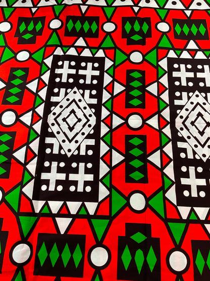 Green, black, white African Fabric/African prints/ Ankara fabric/ African wax/African fabric/ African fabric 6 yards/CK68/ African headwrap
