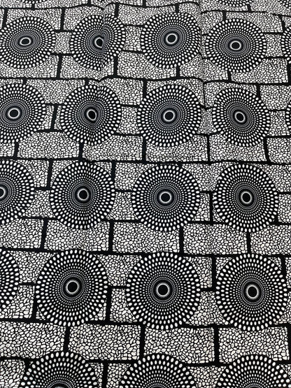 African Fabric/African prints/ Ankara fabric/ African fabric by the yard/ Wax prints/ African fabric for apparels/MK710/White and Black Fa
