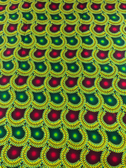 Green and wine African Fabric/African prints/ Ankara fabric/ African fabric by the yard/African fabric/ African fabric 6 yards/MK114