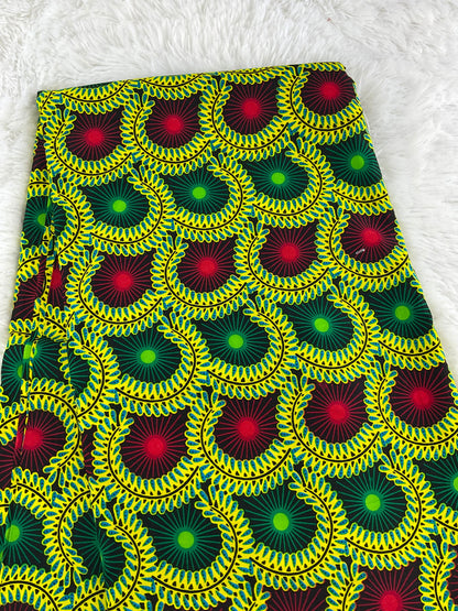 Green and wine African Fabric/African prints/ Ankara fabric/ African fabric by the yard/African fabric/ African fabric 6 yards/MK114