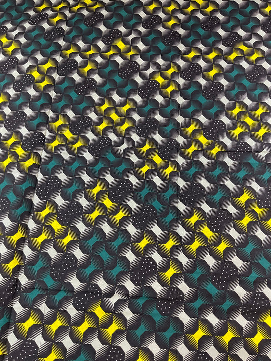 Green and yellow African Fabric/African prints/ Ankara fabric/ African fabric per yard/ African fabric for crafts/ African fabri/FG18d