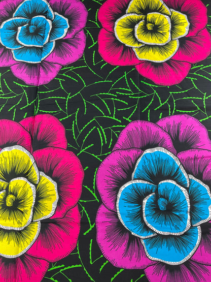 Multicolor African Fabric/African prints/ Ankara fabric/ African fabric per yard/ African fabric for crafts/ African fabri/DK36