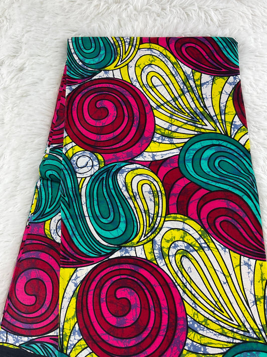 Pink,Teal and yellow African Fabric/African prints/ Ankara fabric/ African fabric per yard/ African fabric for crafts/ African fabri/FG02