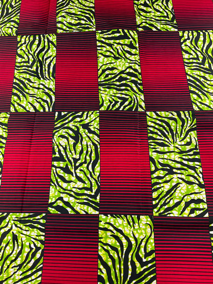 Wine and green African Fabric/Ankara fabric 6 yards/African fabric by the yard/ Wax prints/ African fabric for apparels/MK408