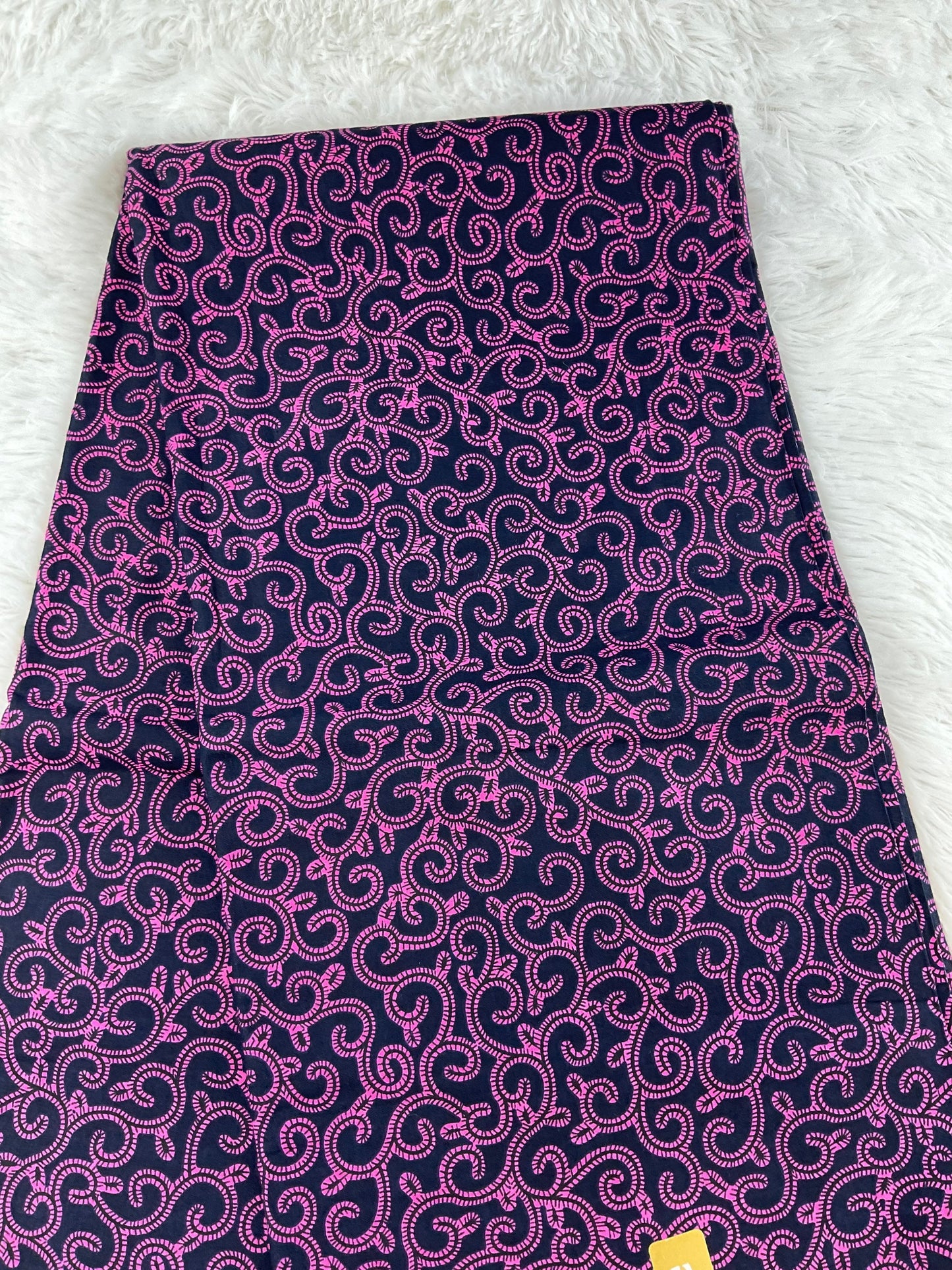 African Fabric/African Print Fabric/ Ankara-Black and Pink Swirl Design/African Dress/ Cotton/Fabric/Scrap Fabric/Fabric Bundle/MK595