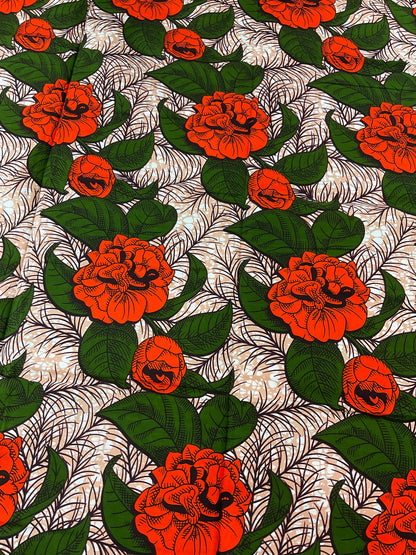 Green and chocolate brown African Fabric/African prints/ Ankara fabric/ African fabric by the yard/ Wax prints/African cotton/MK706