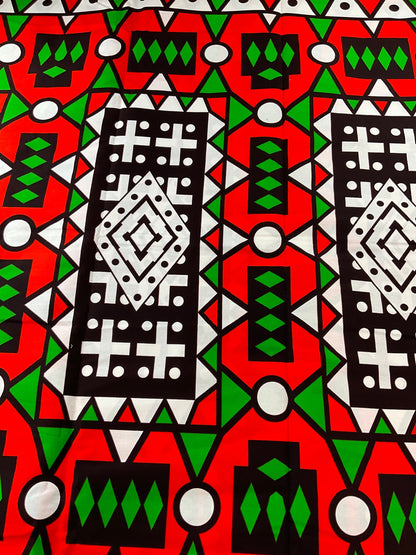 Green, black, white African Fabric/African prints/ Ankara fabric/ African wax/African fabric/ African fabric 6 yards/CK68/ African headwrap