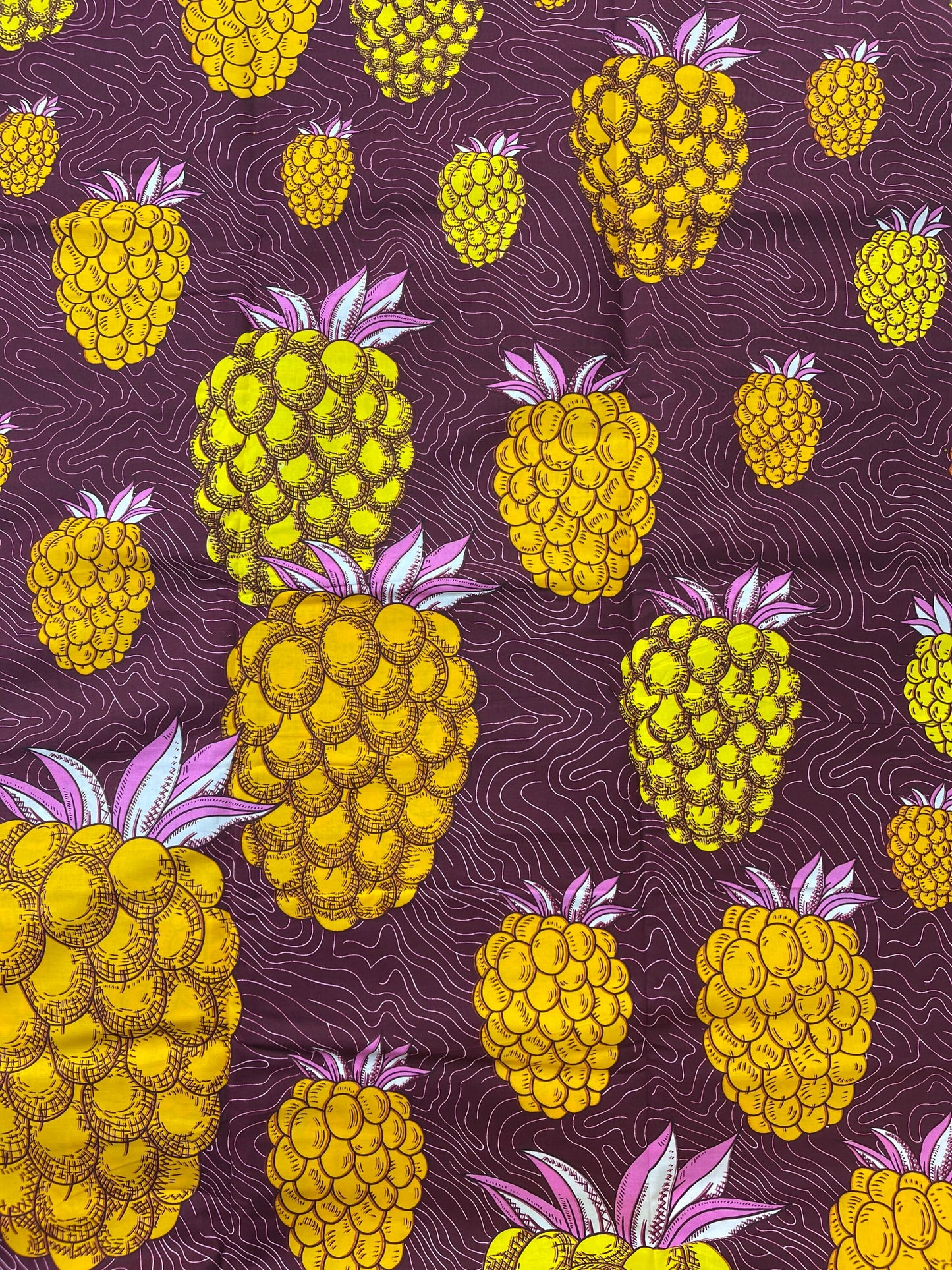 African Fabric/African prints/ Ankara fabric/ African wax/Hollandais/Ankara-Pineapple Design/Mustard Color floral fabric/MK504