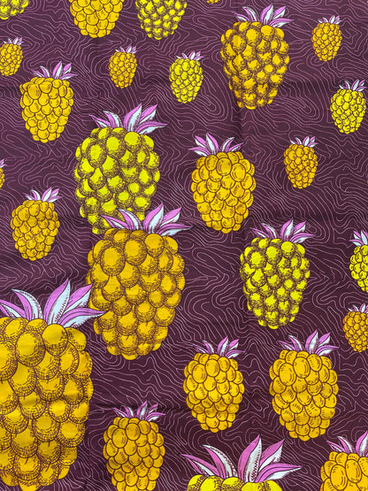 African Fabric/African prints/ Ankara fabric/ African wax/Hollandais/Ankara-Pineapple Design/Mustard Color floral fabric/MK504