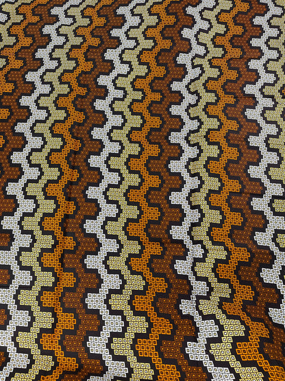 African Fabric/African Print Fabric/Ankara -Brown and Cream Fabric/African/ Fabric/ Cotton Fabric/African Dress/African Print/Kente Fa/MK508