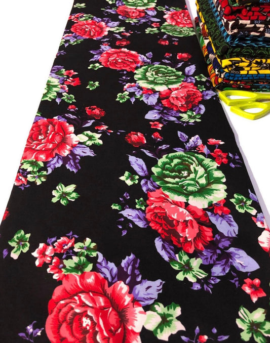 Black  African Fabric/African prints/ Ankara fabric/ Wax print/ African fabric for decor/ African fabric for crafts/African headwrap/MK670e