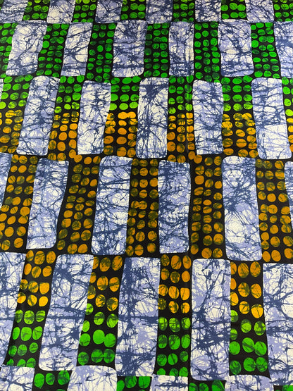 African Fabric/African prints/ Ankara fabric/ African fabric by the yard/ Wax prints/ African fabric for apparels/MK705/Green Clear Fabric
