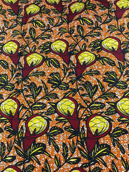 Multicolor red African Fabric/African prints/ Ankara fabric/ African fabric by the yard/African fabric/ African fabric 6 yards/MK116