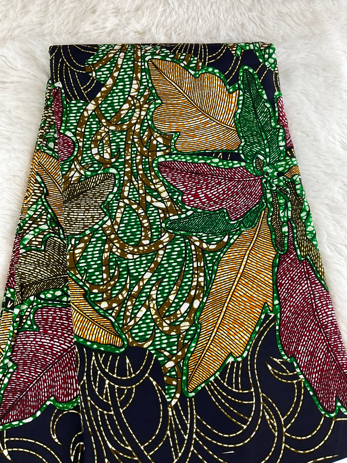 Green and gold African Fabric/African print/African fabric by the yard /Hollandais/ African fabric/ African fabric 6 yards/FG86