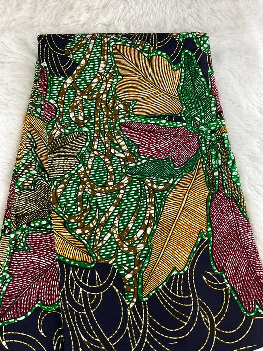 Green and gold African Fabric/African print/African fabric by the yard /Hollandais/ African fabric/ African fabric 6 yards/FG86