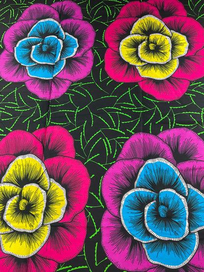 Multicolor African Fabric/African prints/ Ankara fabric/ African fabric per yard/ African fabric for crafts/ African fabri/DK36