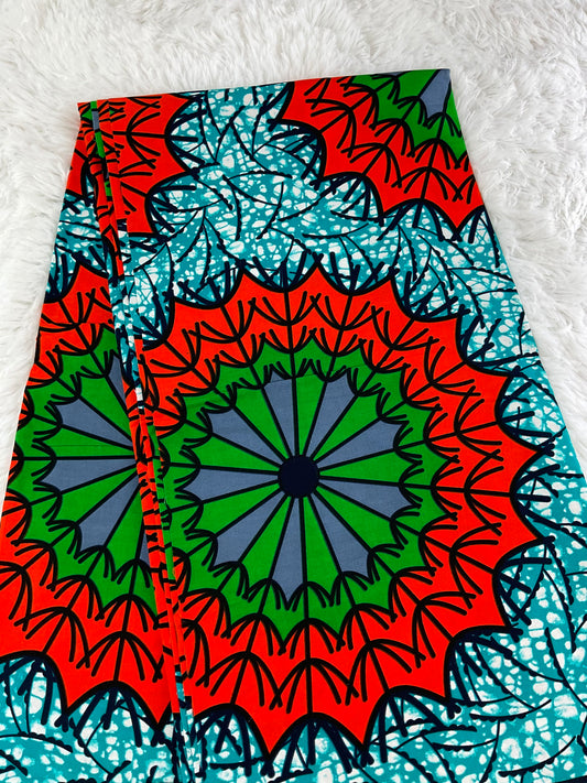 Orange and teal African Fabric/African prints/ Ankara fabric/ Wax print/ African headwrap/ African fabric for crafts/Hollantex/MK426