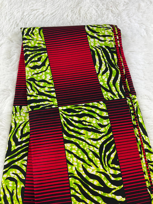 Wine and green African Fabric/Ankara fabric 6 yards/African fabric by the yard/ Wax prints/ African fabric for apparels/MK408