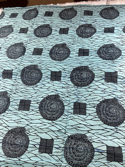 Blue African macaroni fabr /African prints/ Ankara fabric/ African fabric by the yard/ Wax prints/African fabric for apparels/MK750