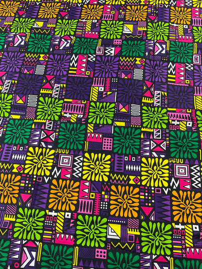 Purple African Fabric/African prints/ Ankara fabric/ African wax/Hollandais/Black and red African fabric/ African fabric 6 yards/FG41a