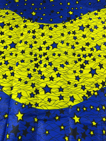 Blue and yellow African Fabric/African prints/ Ankara fabric/ African fabric per yard/ African fabric for crafts/ African fabric/MK103