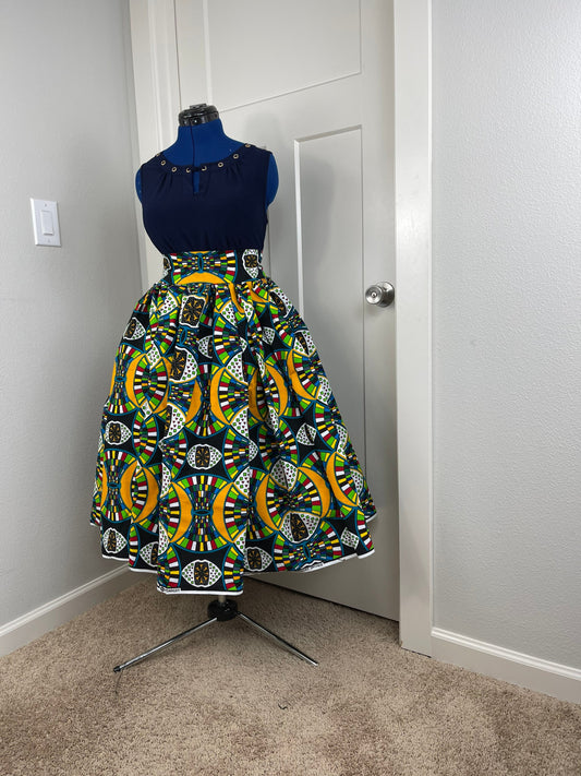 African midi skirt/Ankara Short Skirt With Pockets/VA80