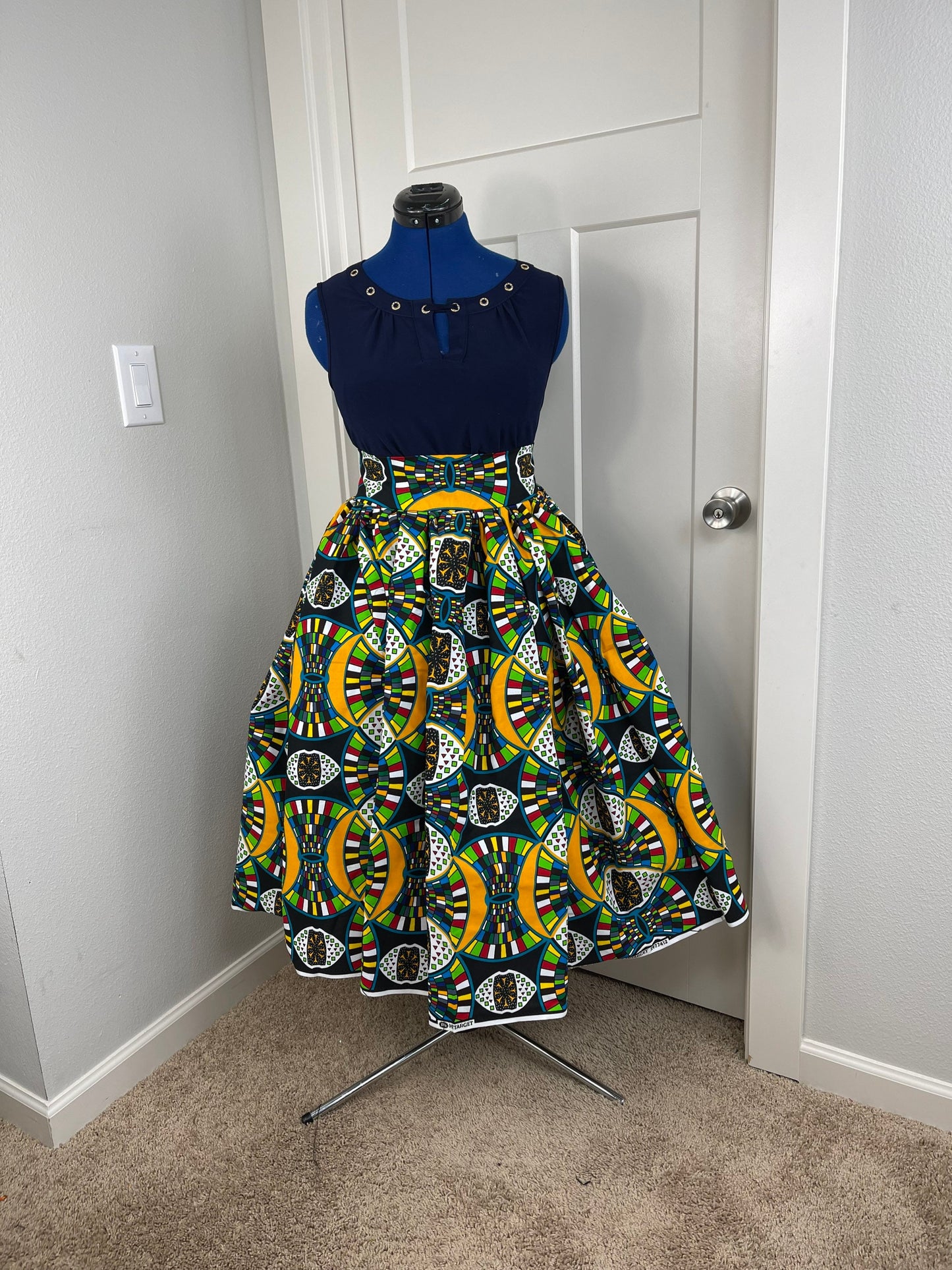 African midi skirt/Ankara Short Skirt With Pockets/VA80