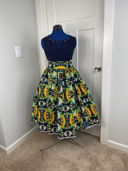 African midi skirt/Ankara Short Skirt With Pockets/VA80