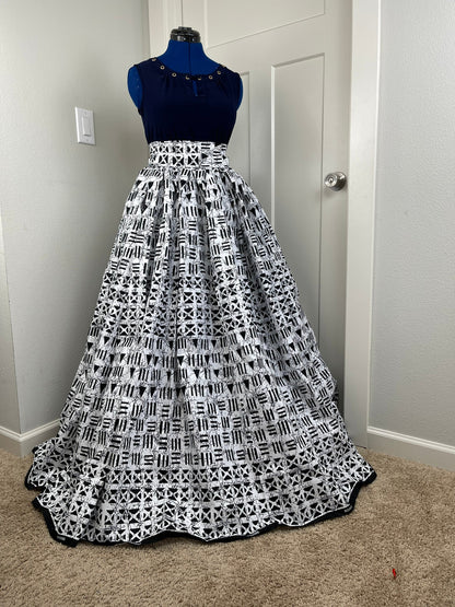 African skirt/ African women clothing/ Ankara maxi skirt/ African print skirt/ Ankara long skirt/ blue skirt/African skirt/FK2/White Skirt/L